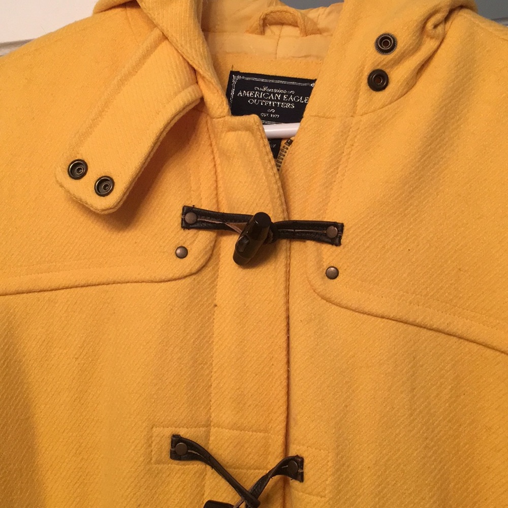 Adorable yellow toggle coat with hood!